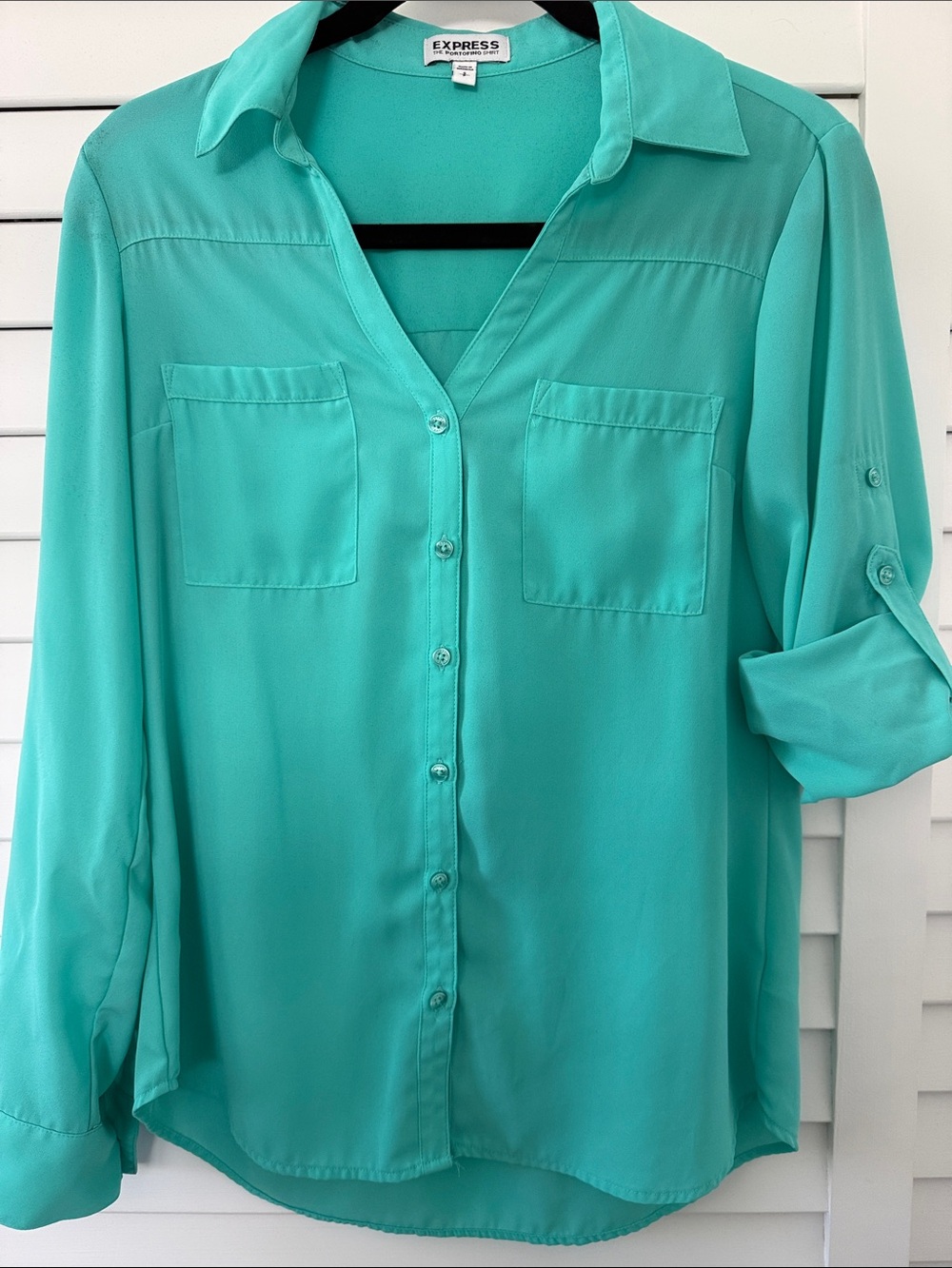 Express Portofino Seafoam Button-Down Shirt